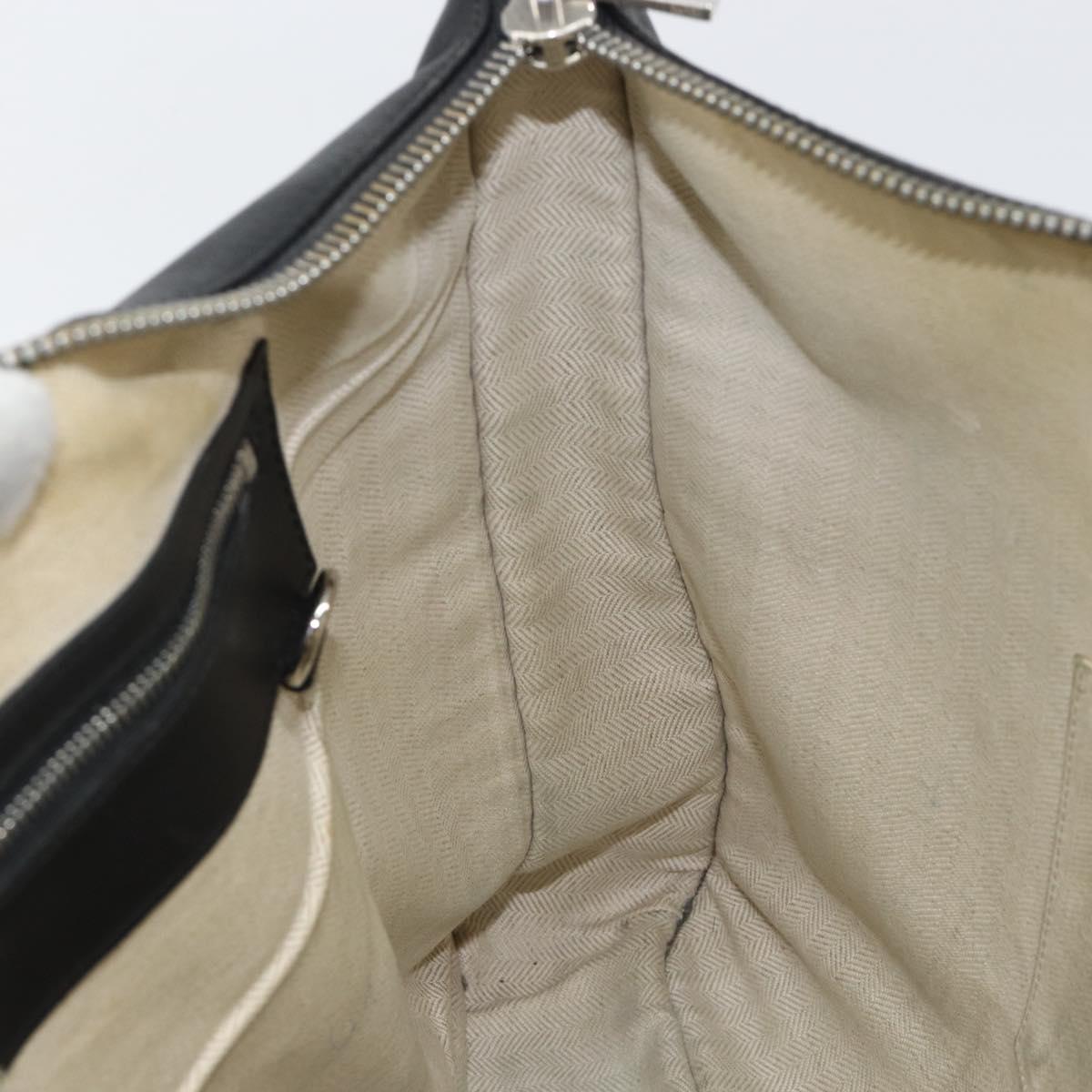 LOEWE Anagram Hand Bag Leather Black Silver Auth 155610