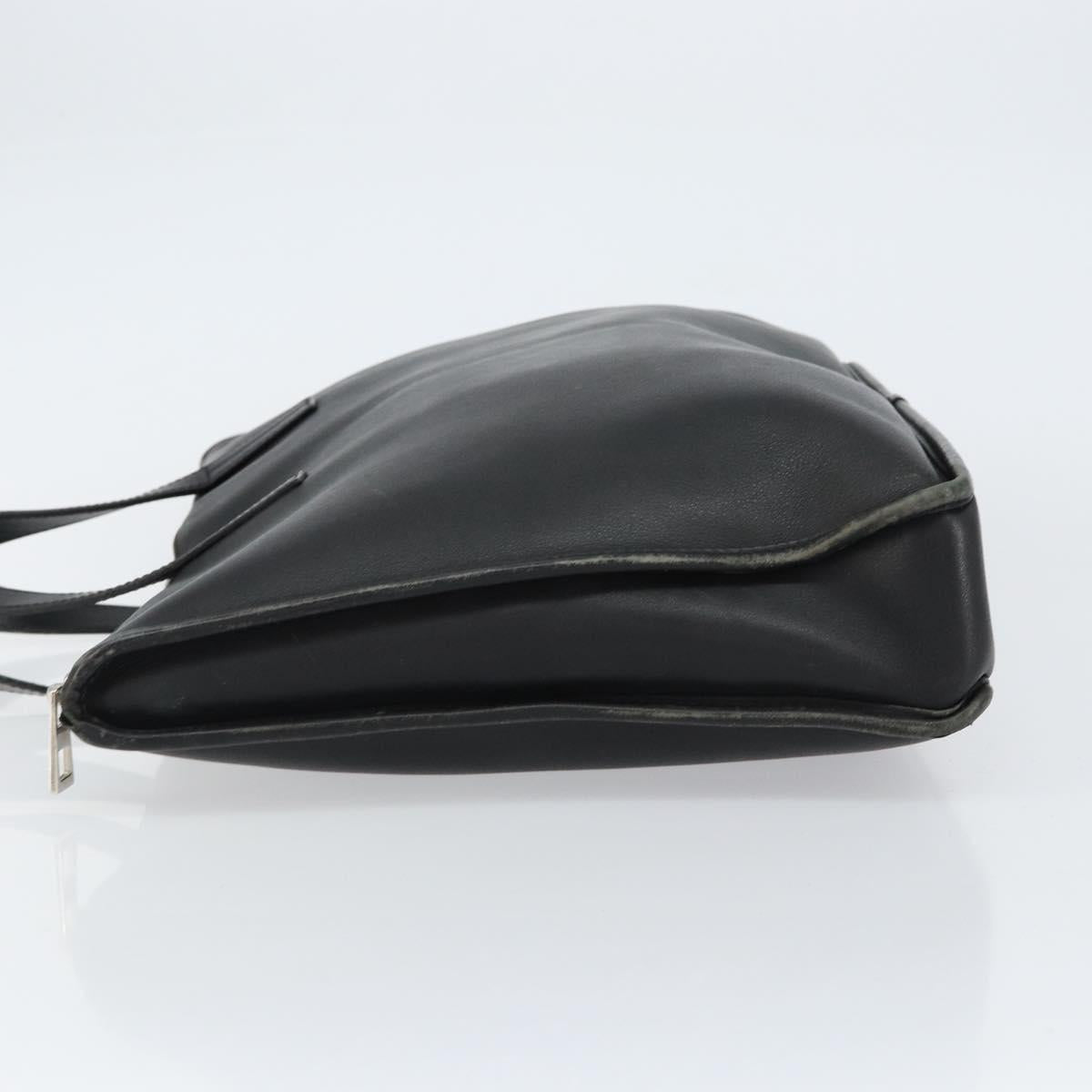 LOEWE Anagram Hand Bag Leather Black Silver Auth 155610