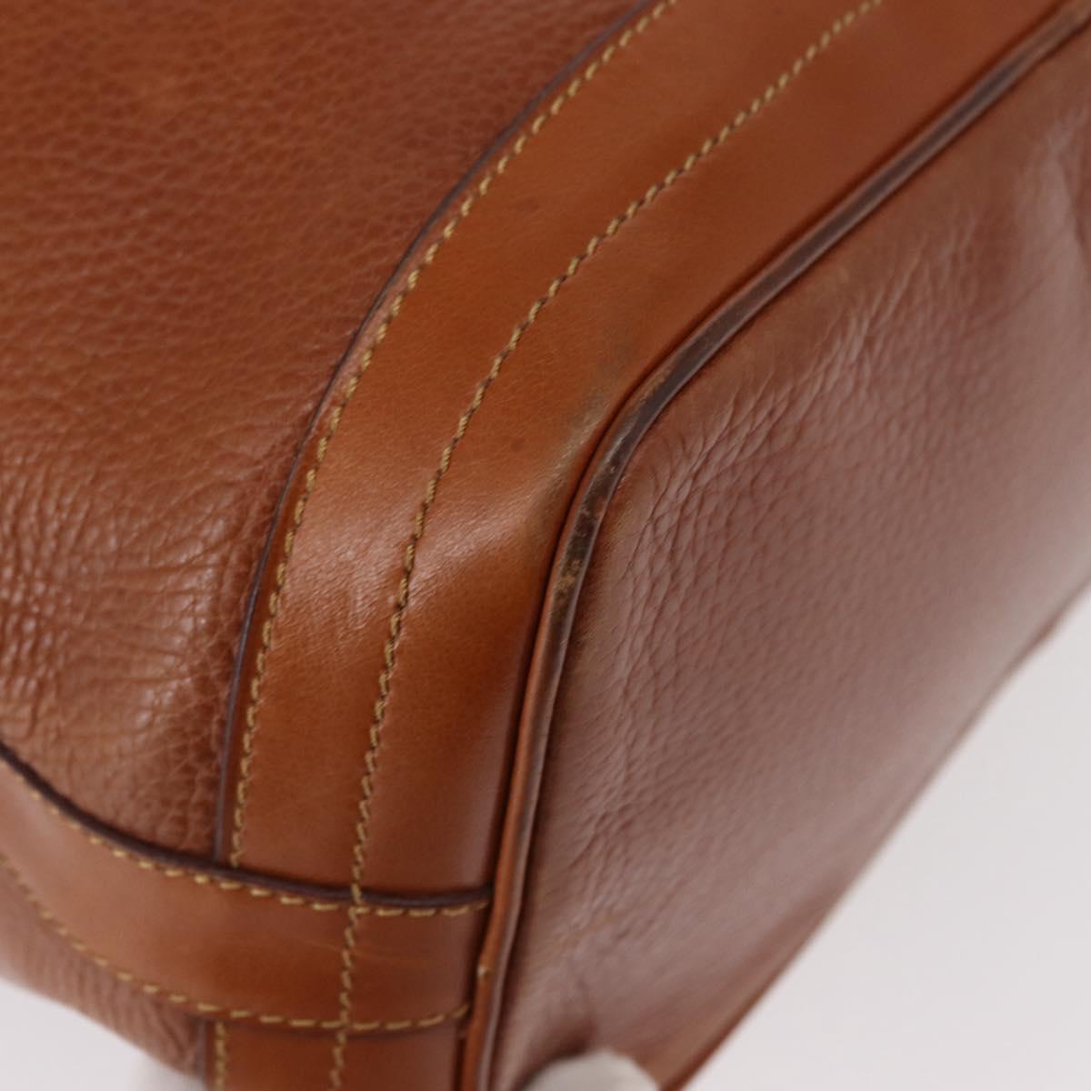 CELINE Shoulder Bag Leather Brown Gold Auth 155612