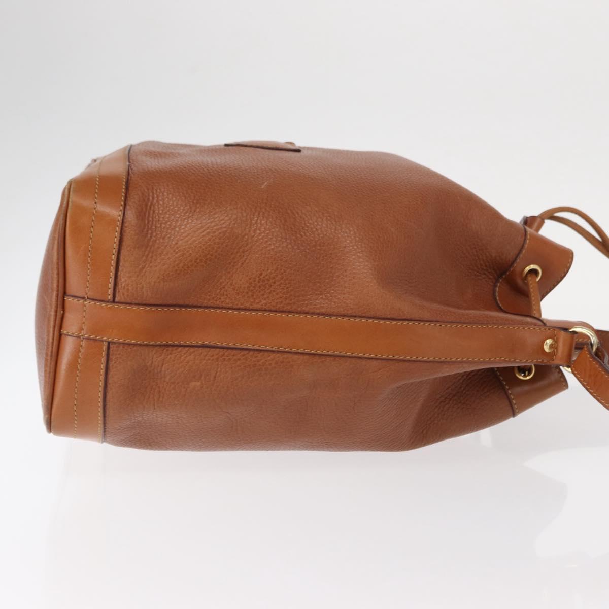 CELINE Shoulder Bag Leather Brown Gold Auth 155612