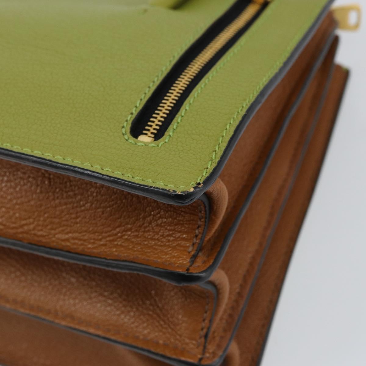 Miu Miu Hand Bag Leather Green Gold Auth 155616