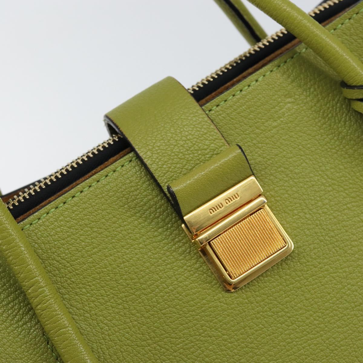 Miu Miu Hand Bag Leather Green Gold Auth 155616