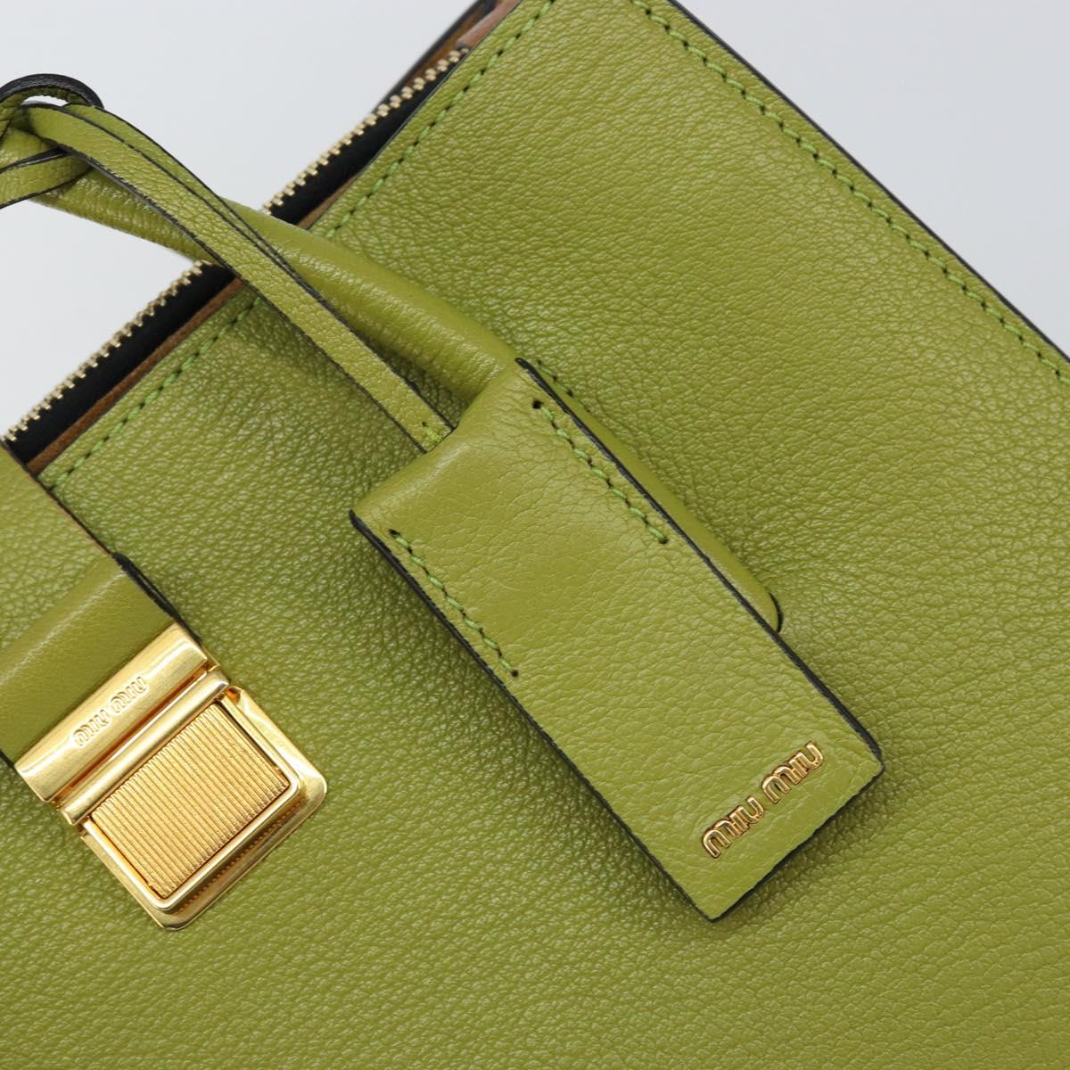 Miu Miu Hand Bag Leather Green Gold Auth 155616