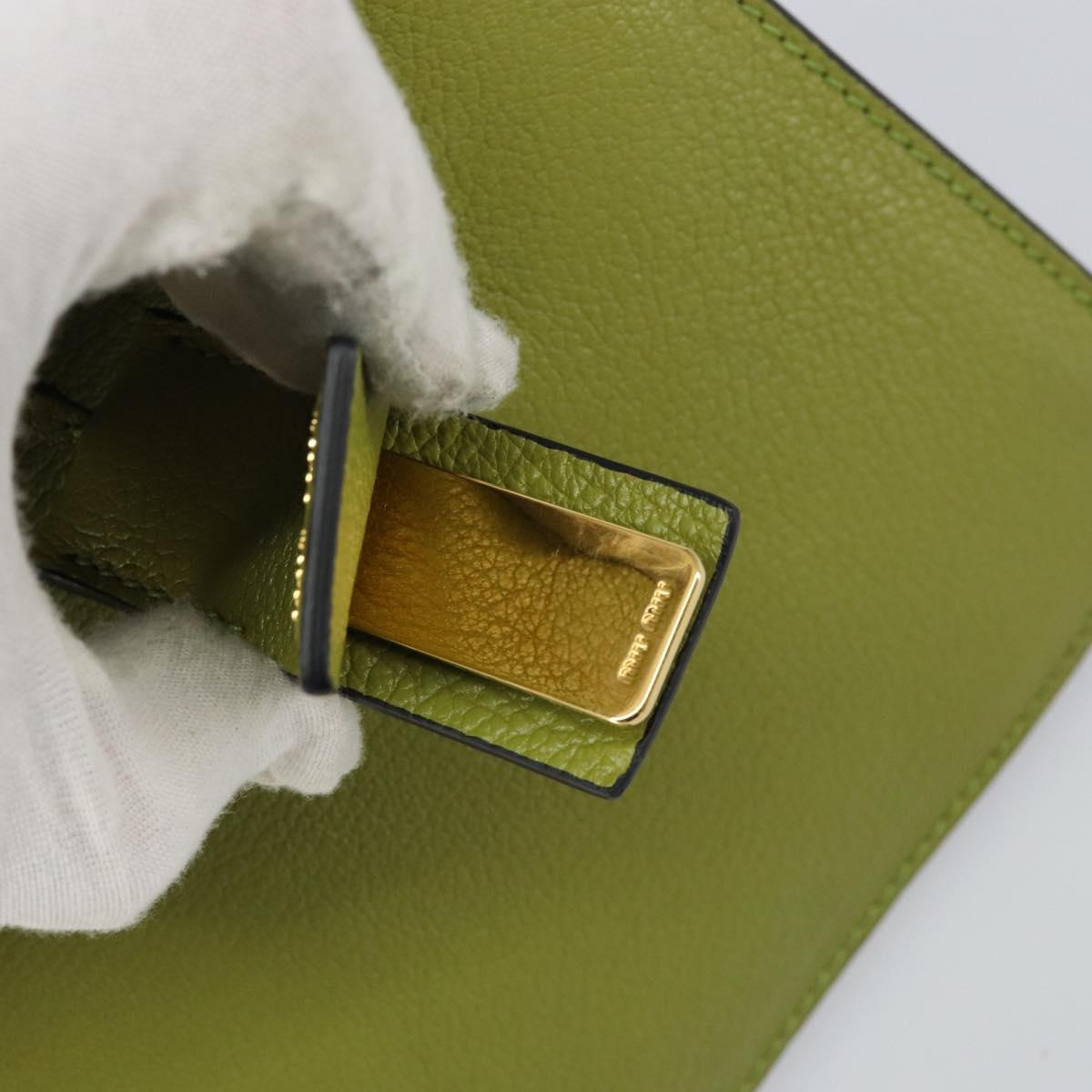 Miu Miu Hand Bag Leather Green Gold Auth 155616