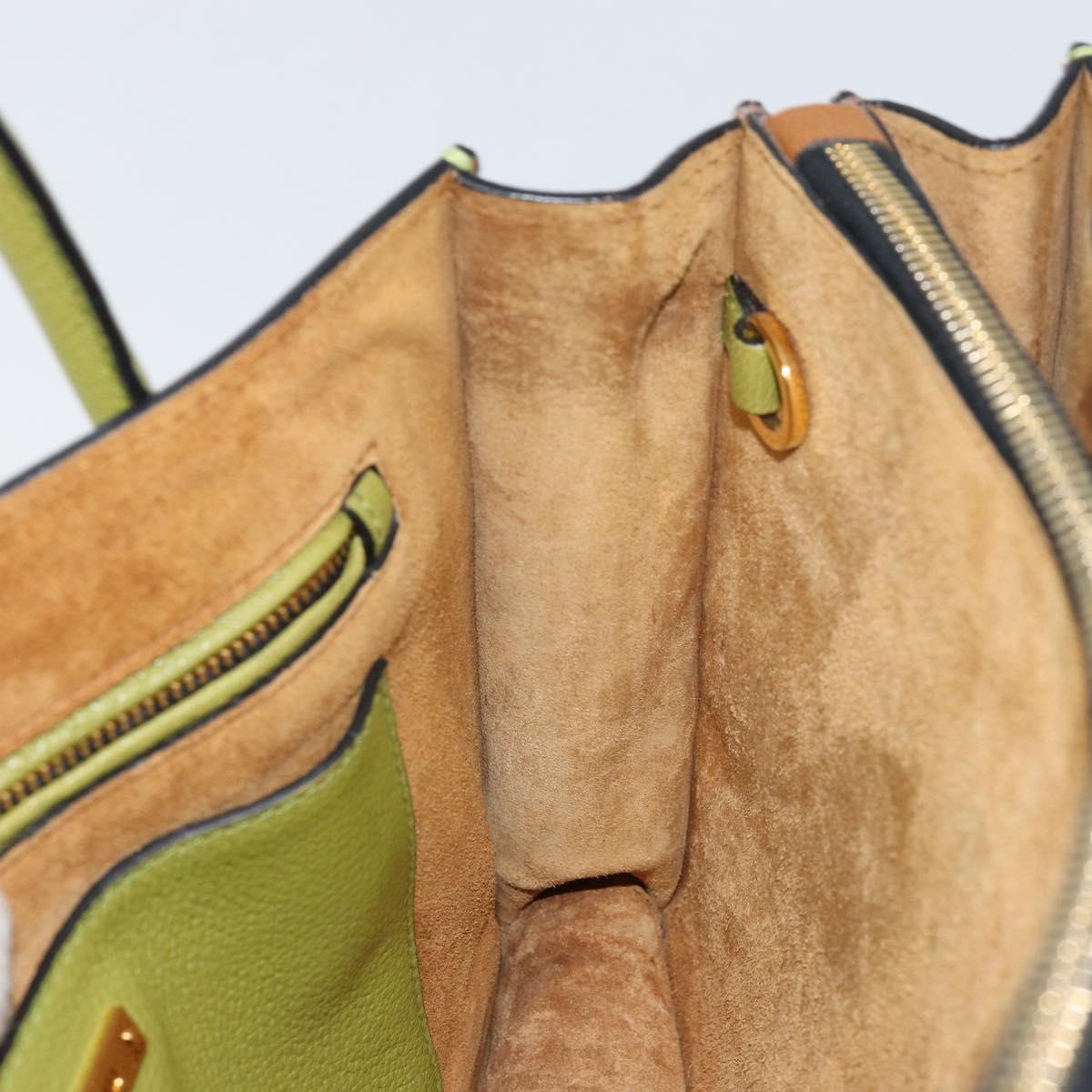 Miu Miu Hand Bag Leather Green Gold Auth 155616