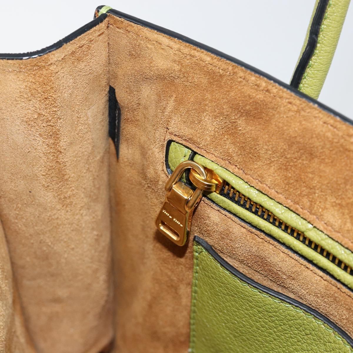 Miu Miu Hand Bag Leather Green Gold Auth 155616
