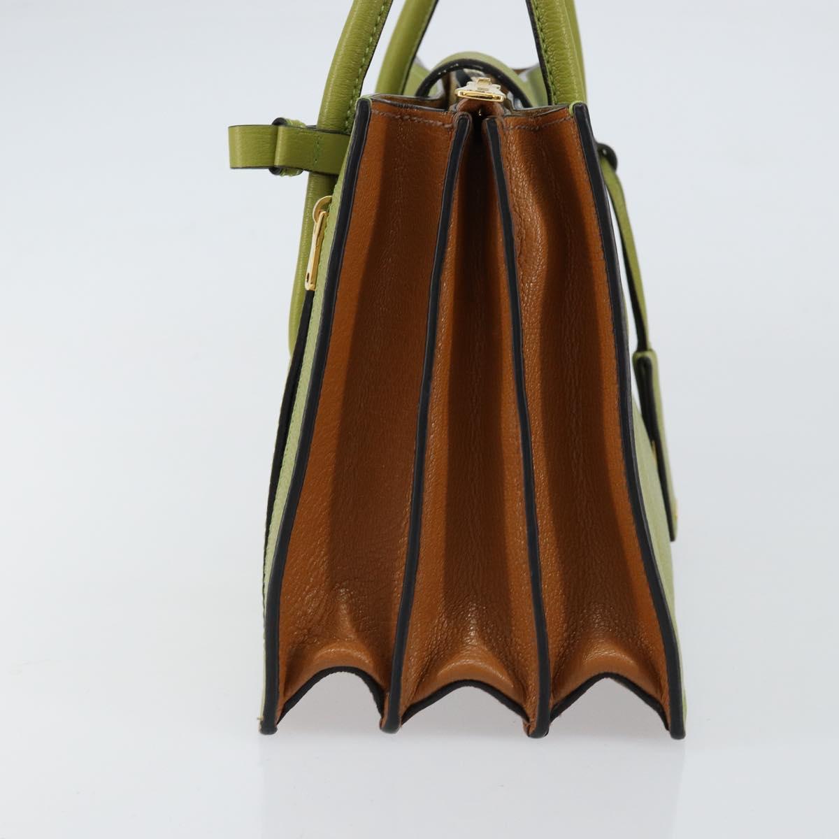 Miu Miu Hand Bag Leather Green Gold Auth 155616