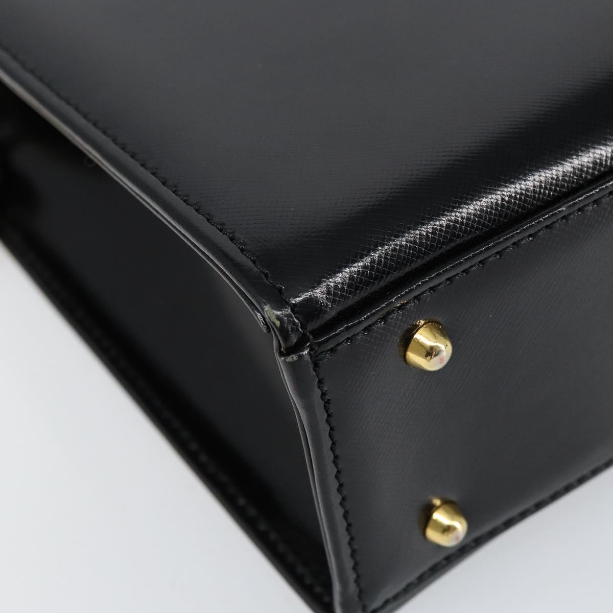 Gianni Versace Shoulder Bag Leather Black Gold Auth 155617