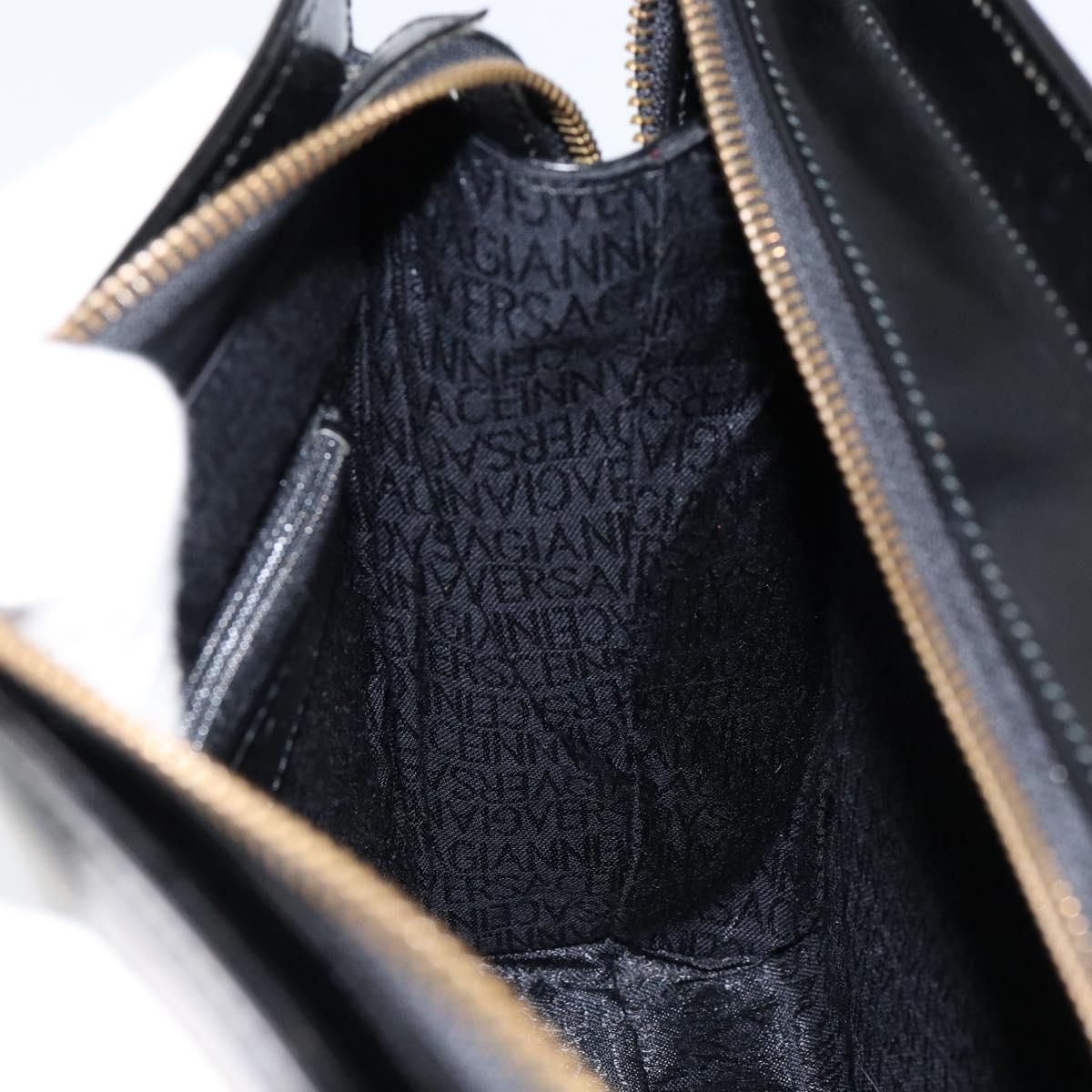 Gianni Versace Shoulder Bag Leather Black Gold Auth 155617