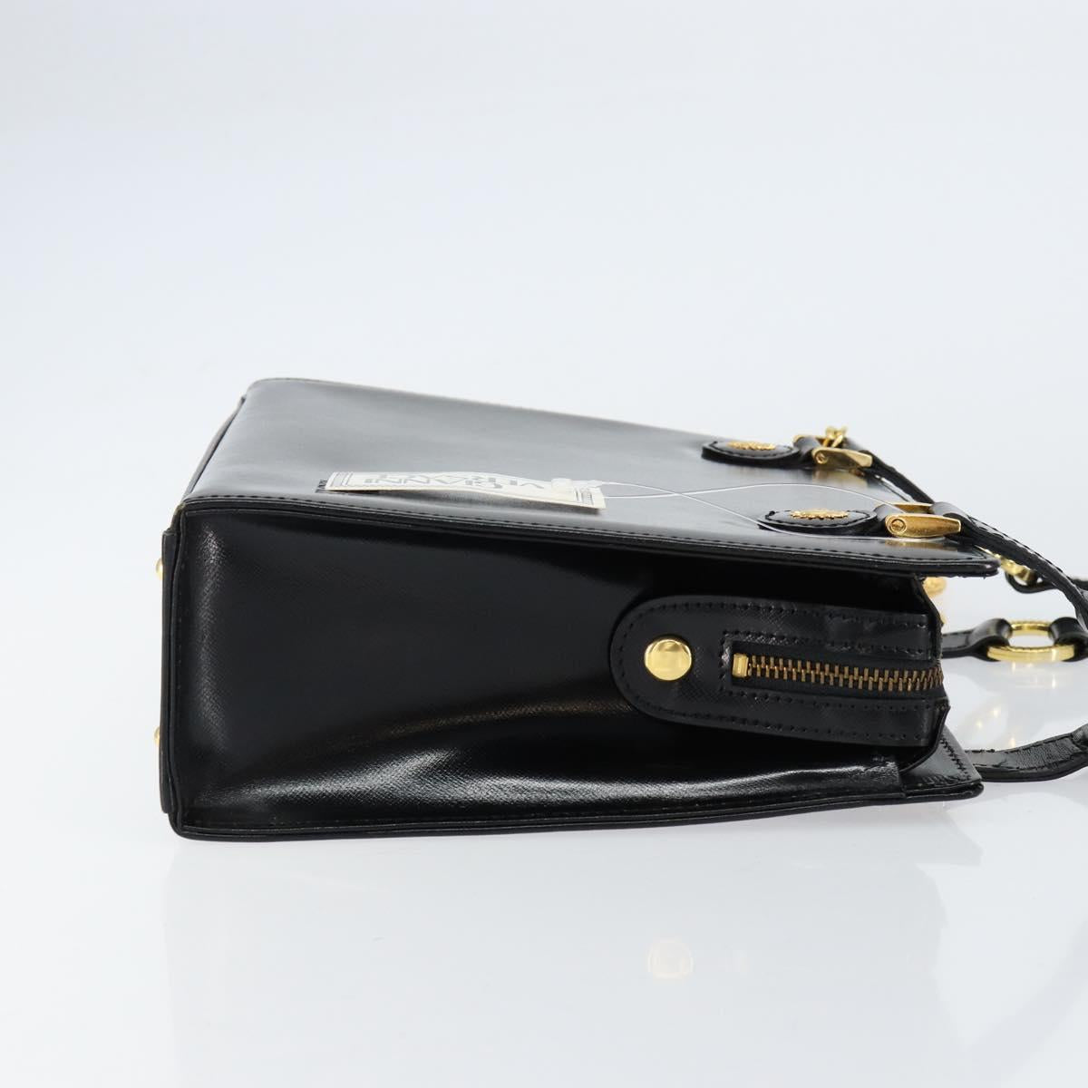 Gianni Versace Shoulder Bag Leather Black Gold Auth 155617