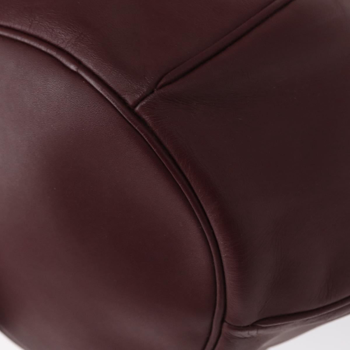 CARTIER Must Line Shoulder Bag Leather Bordeaux Gold Auth 155621