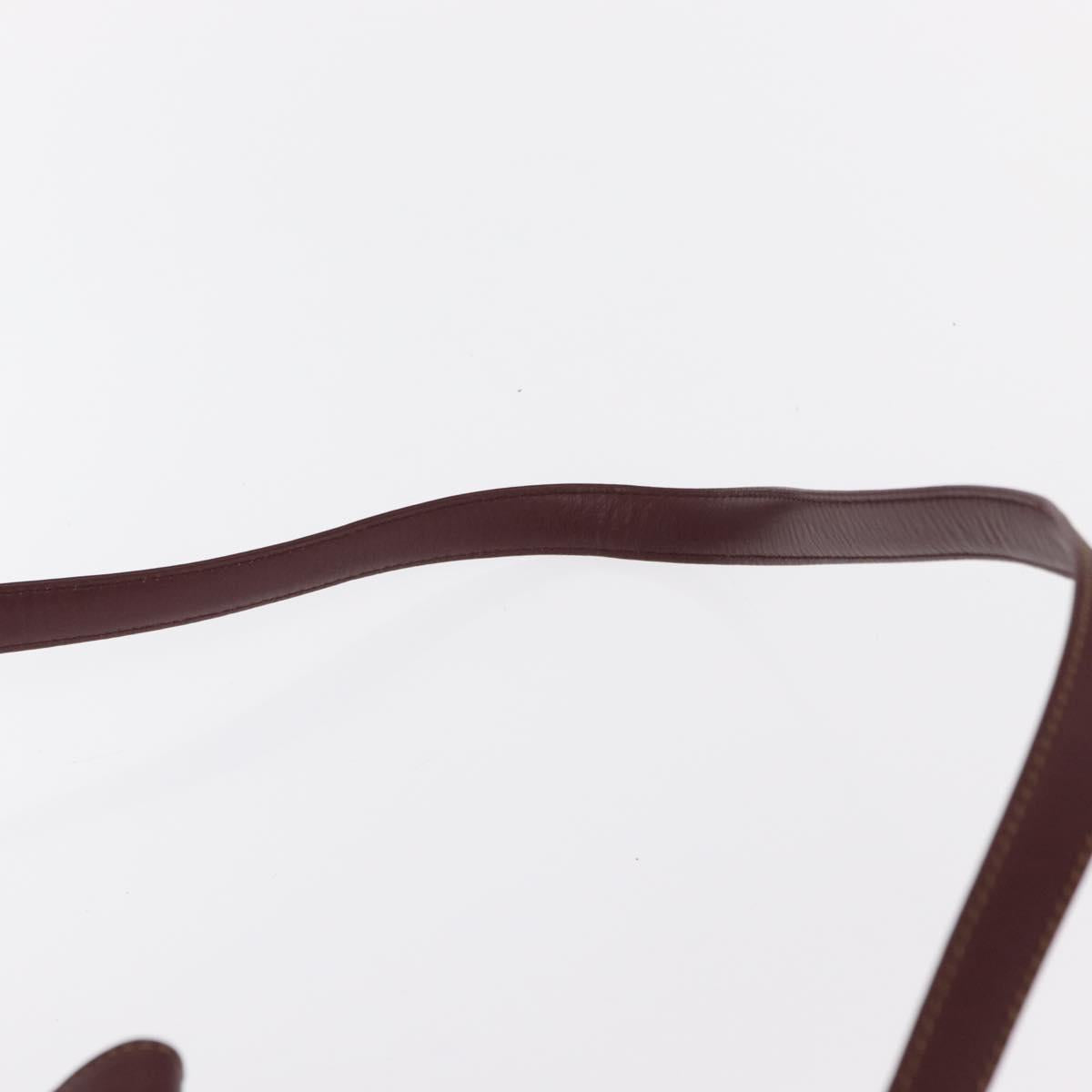 CARTIER Must Line Shoulder Bag Leather Bordeaux Gold Auth 155621