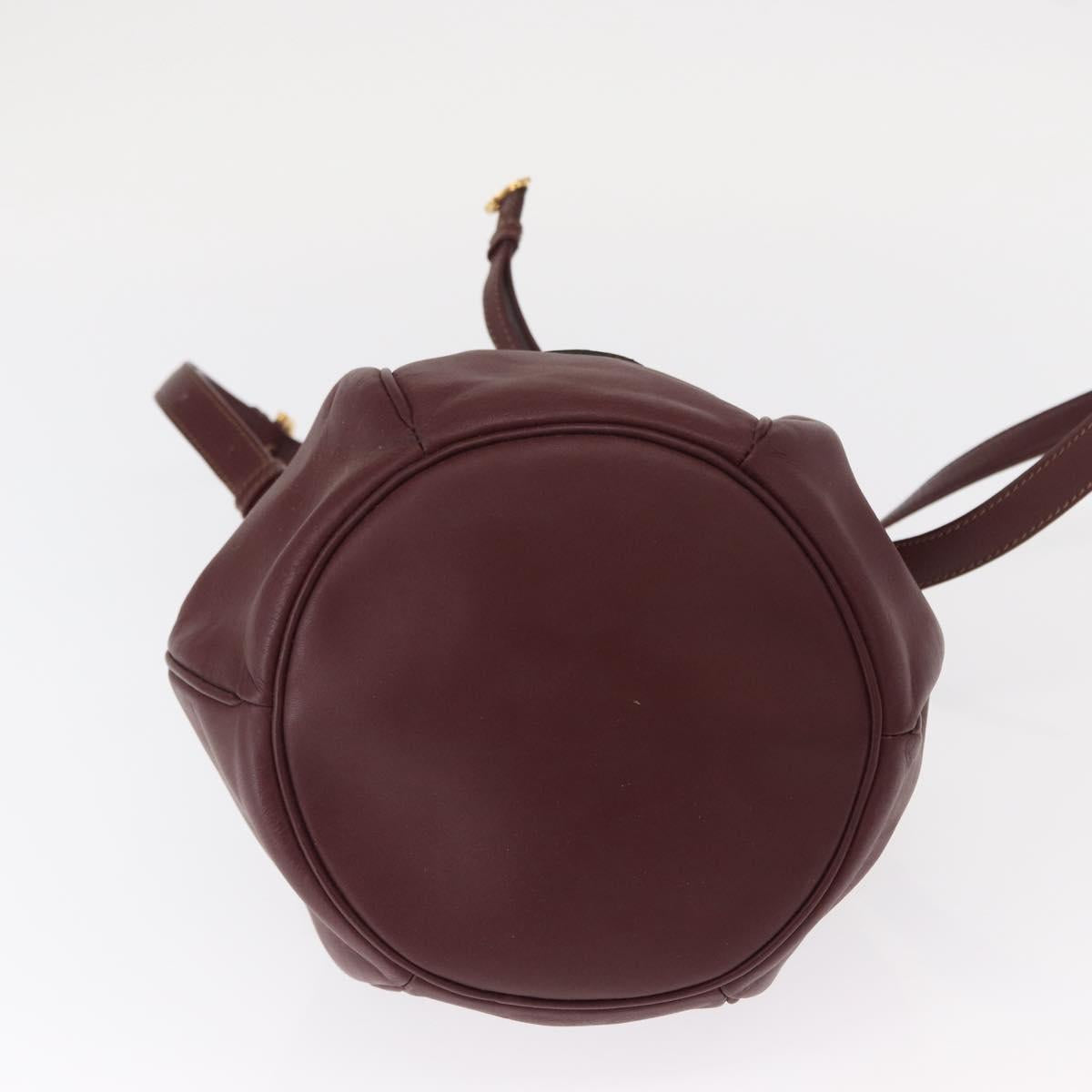 CARTIER Must Line Shoulder Bag Leather Bordeaux Gold Auth 155621