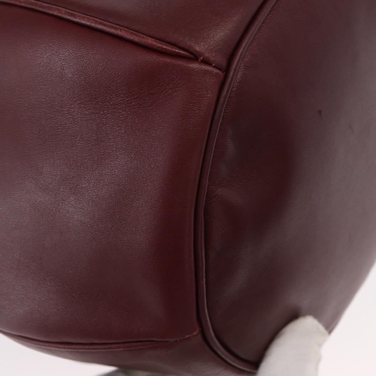 CARTIER Must Line Shoulder Bag Leather Bordeaux Gold Auth 155623