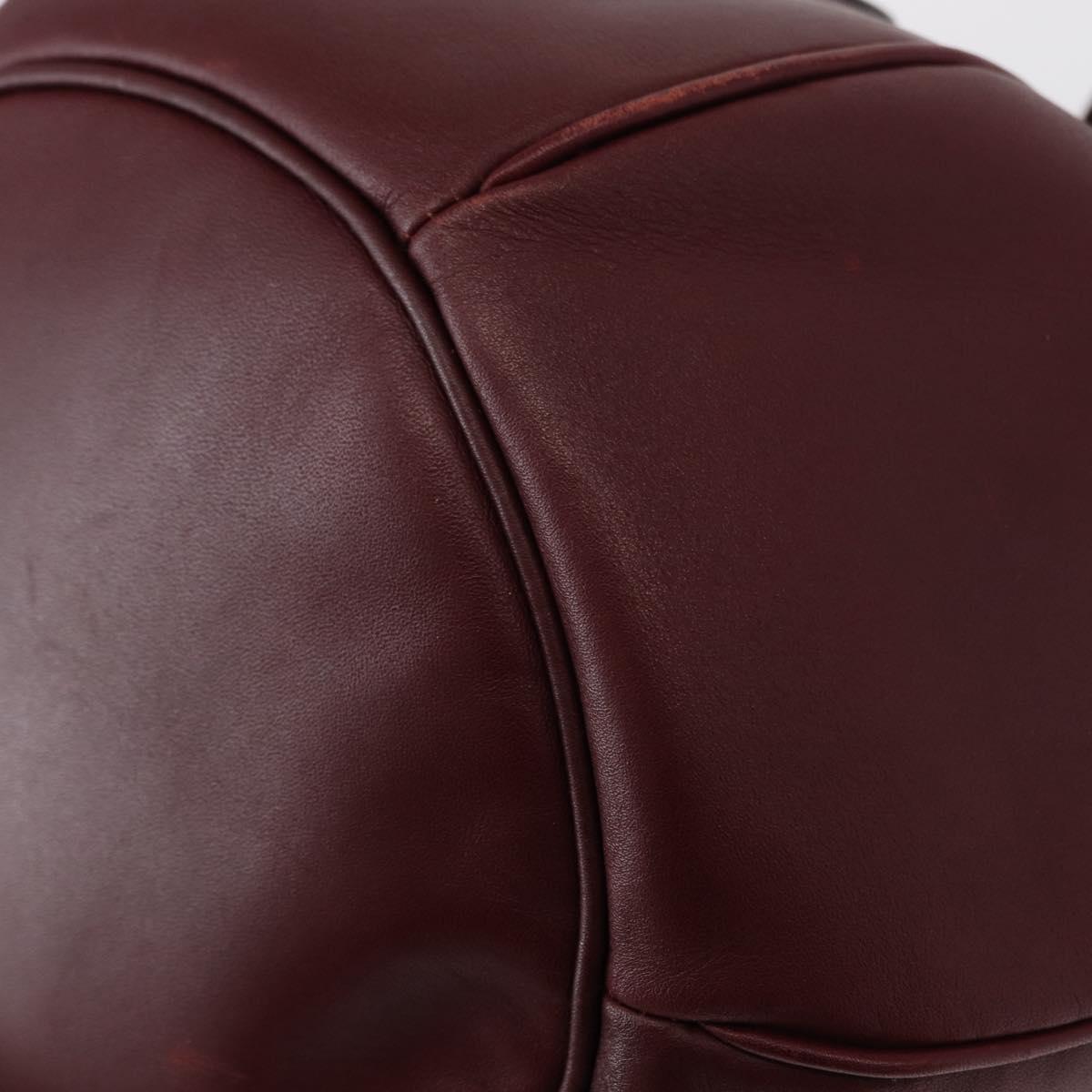 CARTIER Must Line Shoulder Bag Leather Bordeaux Gold Auth 155623