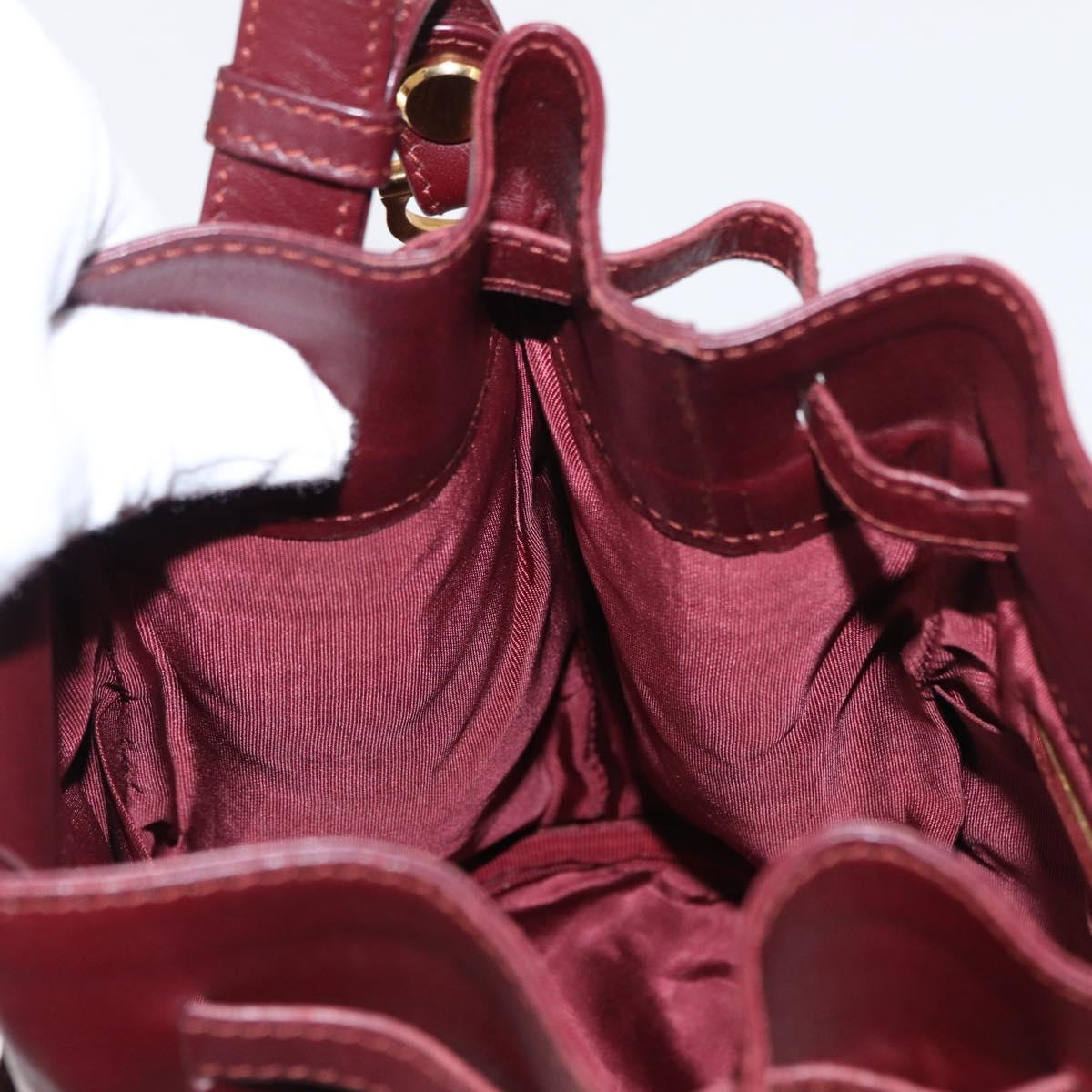 CARTIER Must Line Shoulder Bag Leather Bordeaux Gold Auth 155623