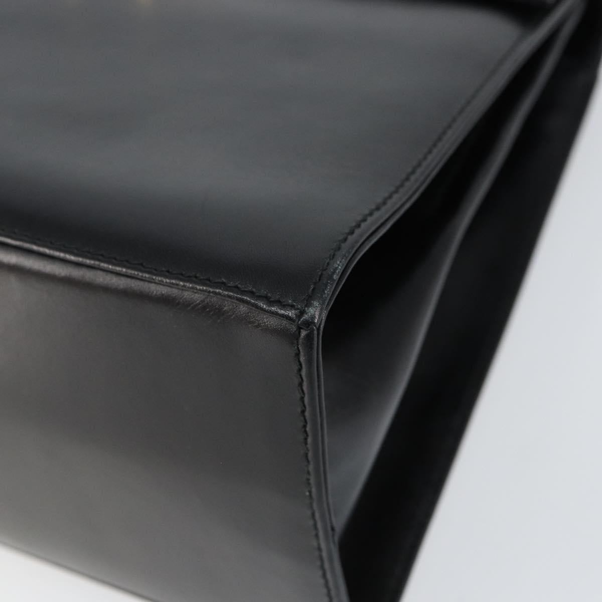 Salvatore Ferragamo Gancini Hand Bag Leather Black Gold Auth 155625