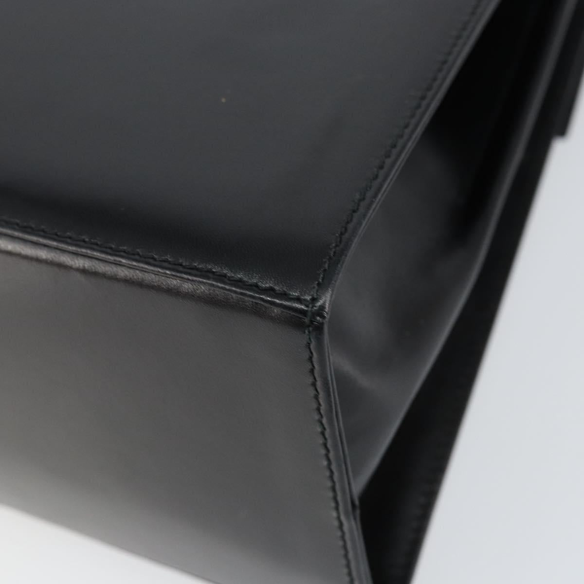 Salvatore Ferragamo Gancini Hand Bag Leather Black Gold Auth 155625