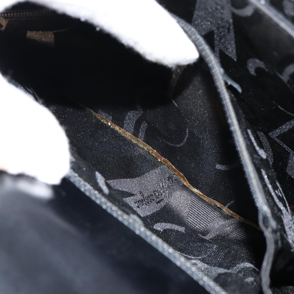 Salvatore Ferragamo Gancini Hand Bag Leather Black Gold Auth 155625