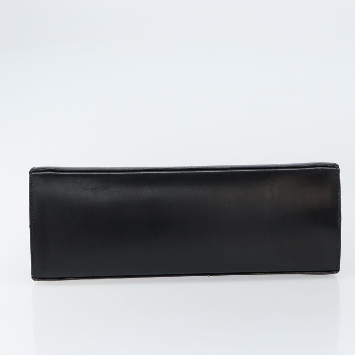 Salvatore Ferragamo Gancini Hand Bag Leather Black Gold Auth 155625