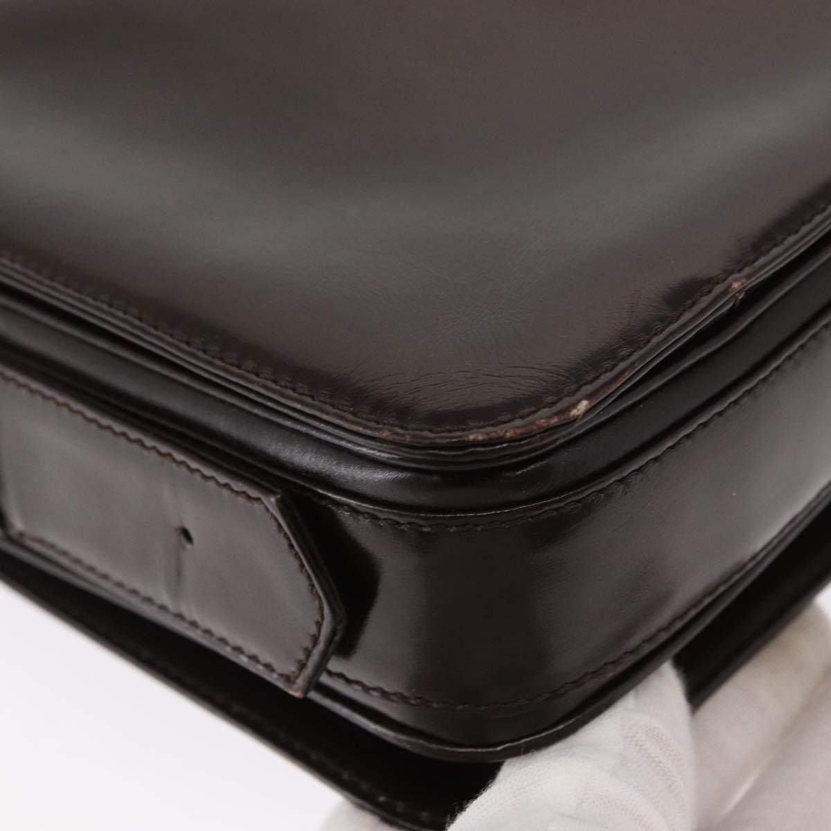 LOEWE Anagram Shoulder Bag Leather Brown Gold Auth 155627