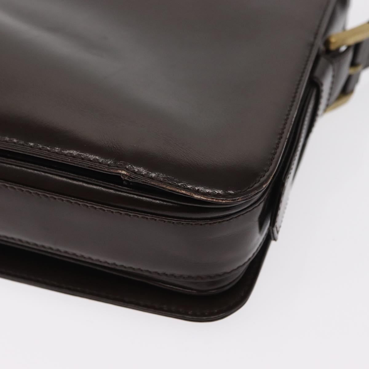 LOEWE Anagram Shoulder Bag Leather Brown Gold Auth 155627
