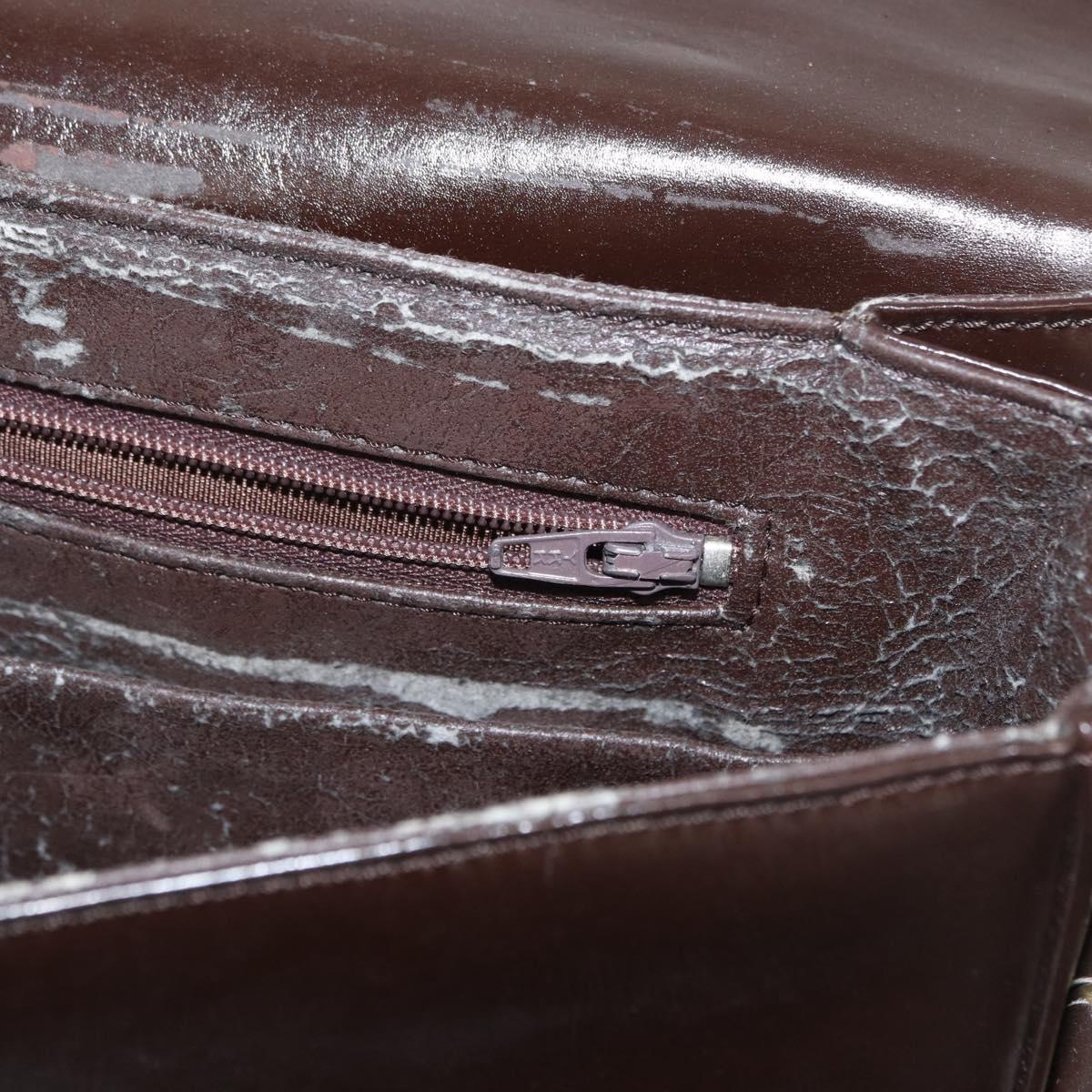 LOEWE Anagram Shoulder Bag Leather Brown Gold Auth 155627