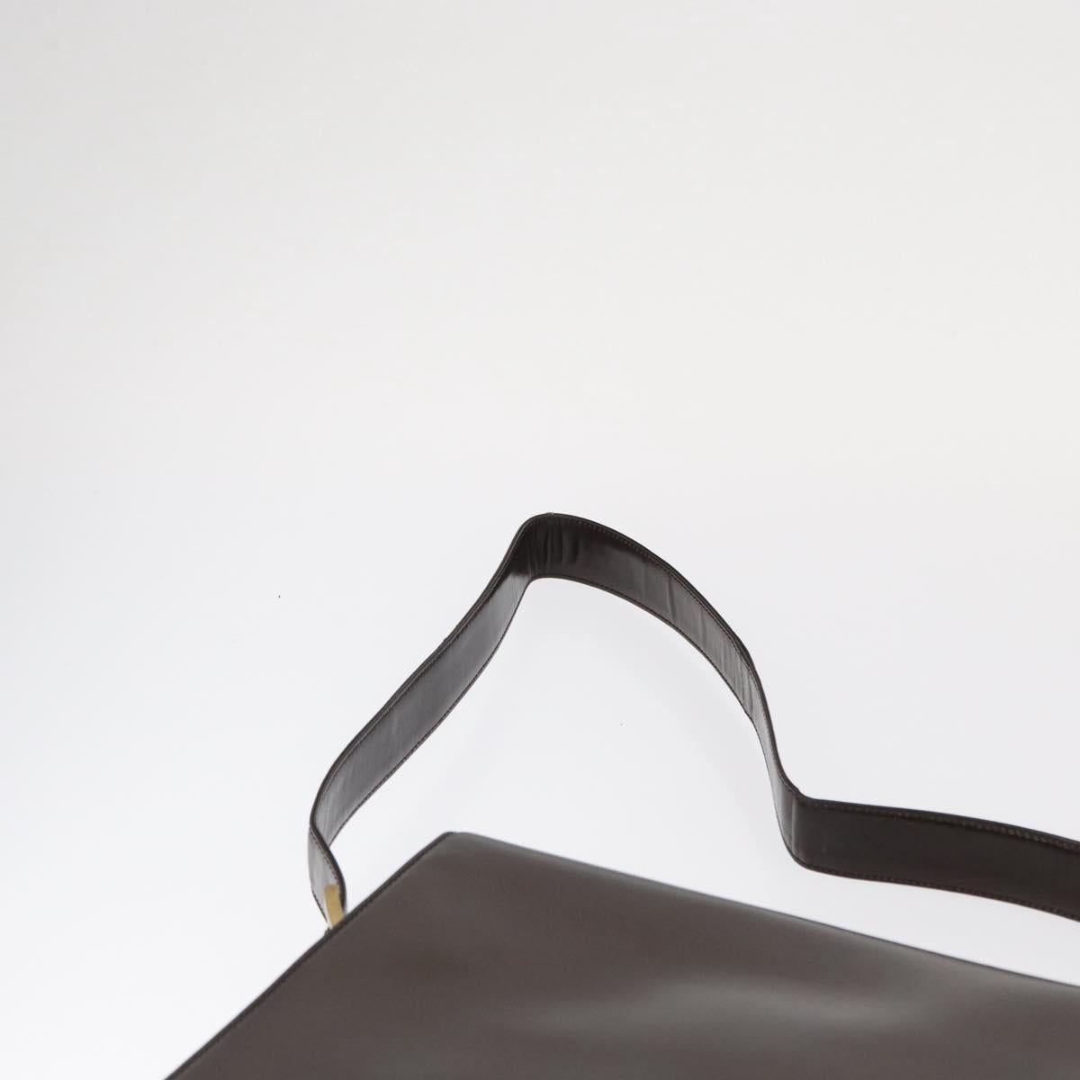 LOEWE Anagram Shoulder Bag Leather Brown Gold Auth 155627