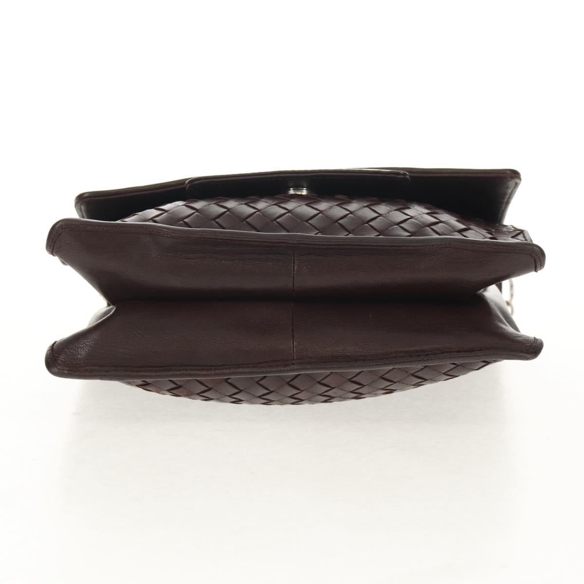 BOTTEGA VENETA INTRECCIATO Chain Shoulder Bag Leather Brown Auth 155628V