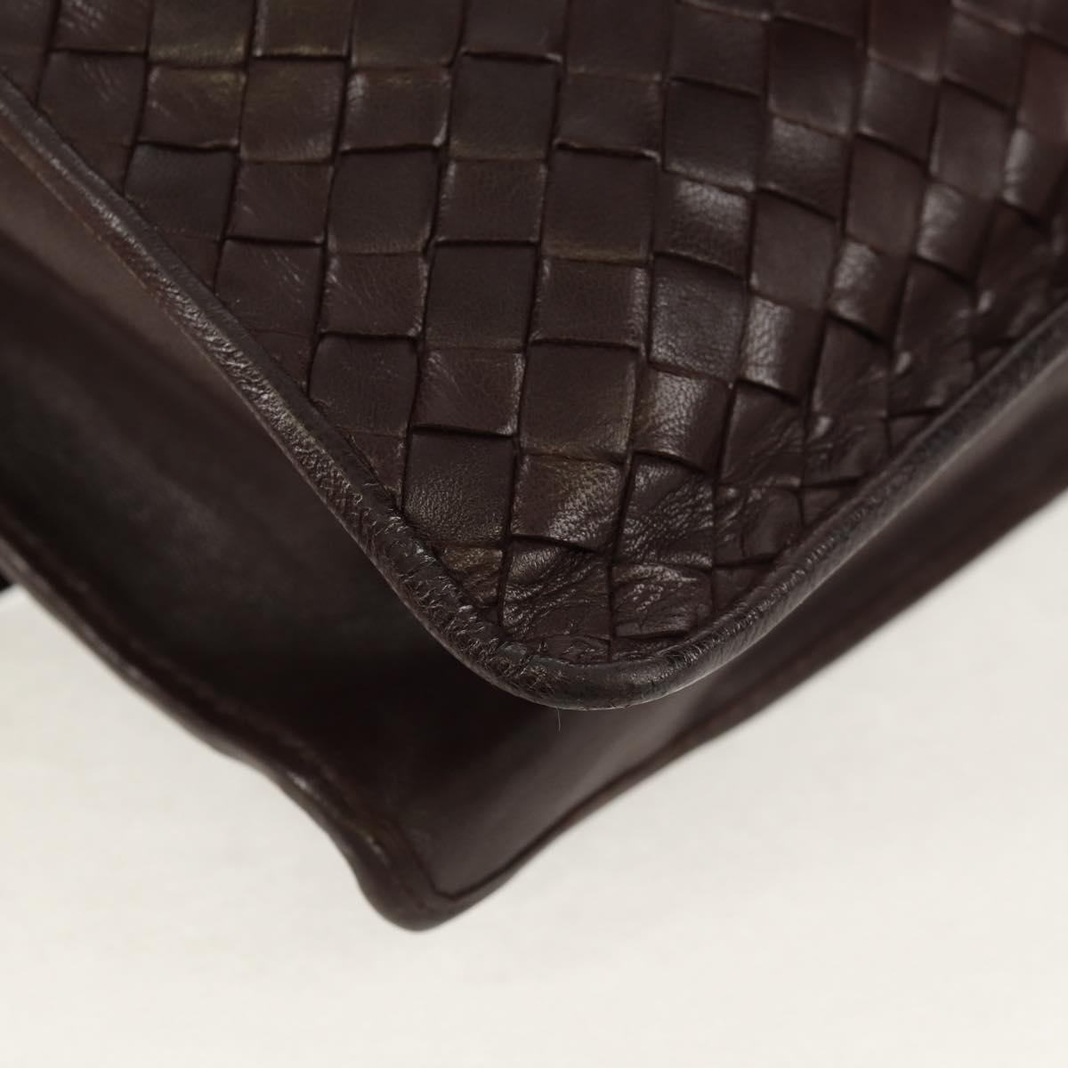 BOTTEGA VENETA INTRECCIATO Chain Shoulder Bag Leather Brown Auth 155628V