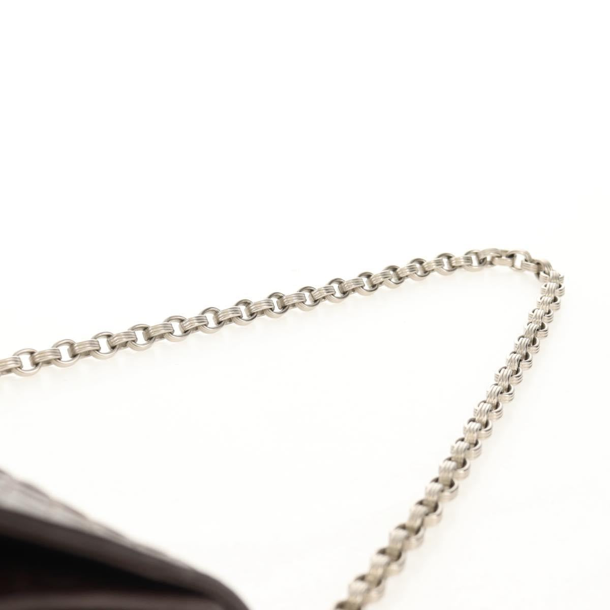 BOTTEGA VENETA INTRECCIATO Chain Shoulder Bag Leather Brown Auth 155628V