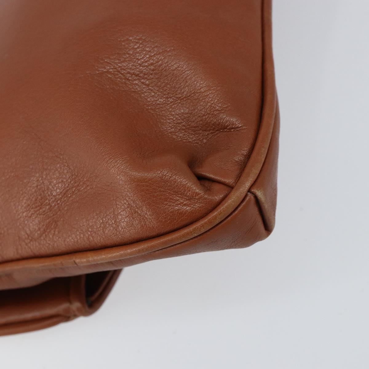 CELINE Clutch Bag Leather Gold Brown Auth 155629