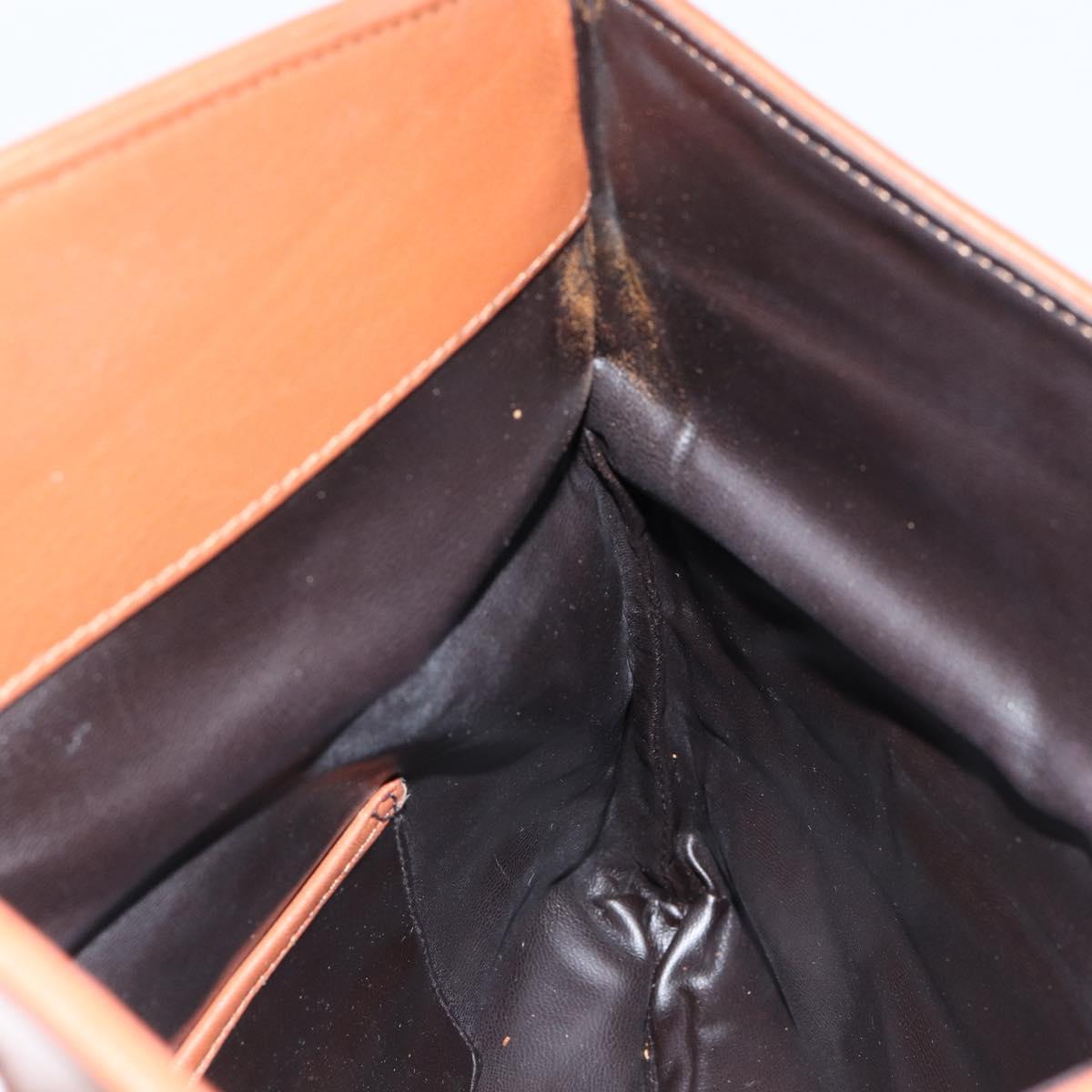 CELINE Clutch Bag Leather Gold Brown Auth 155629