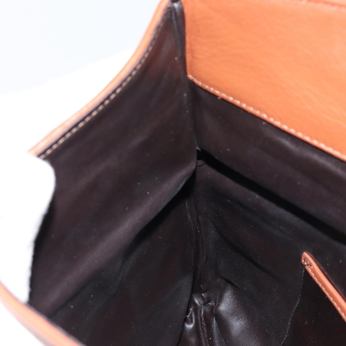 CELINE Clutch Bag Leather Gold Brown Auth 155629