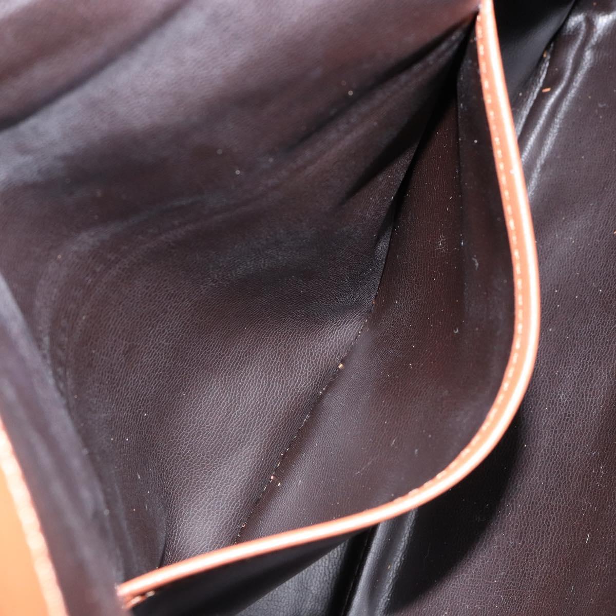 CELINE Clutch Bag Leather Gold Brown Auth 155629
