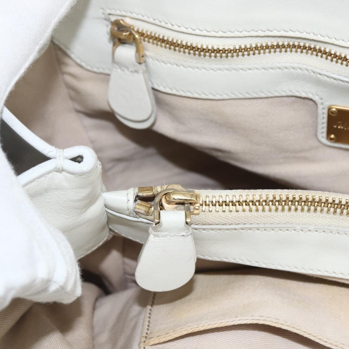 Salvatore Ferragamo Tote Bag Leather White Gold Auth 155630