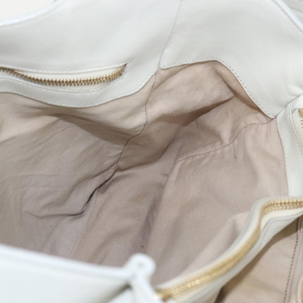 Salvatore Ferragamo Tote Bag Leather White Gold Auth 155630