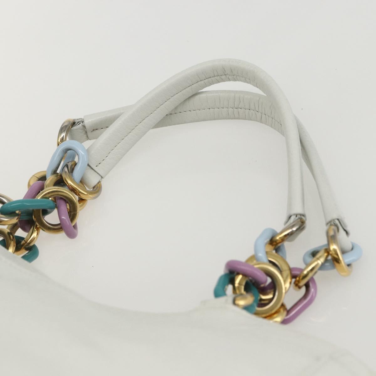 Salvatore Ferragamo Tote Bag Leather White Gold Auth 155630