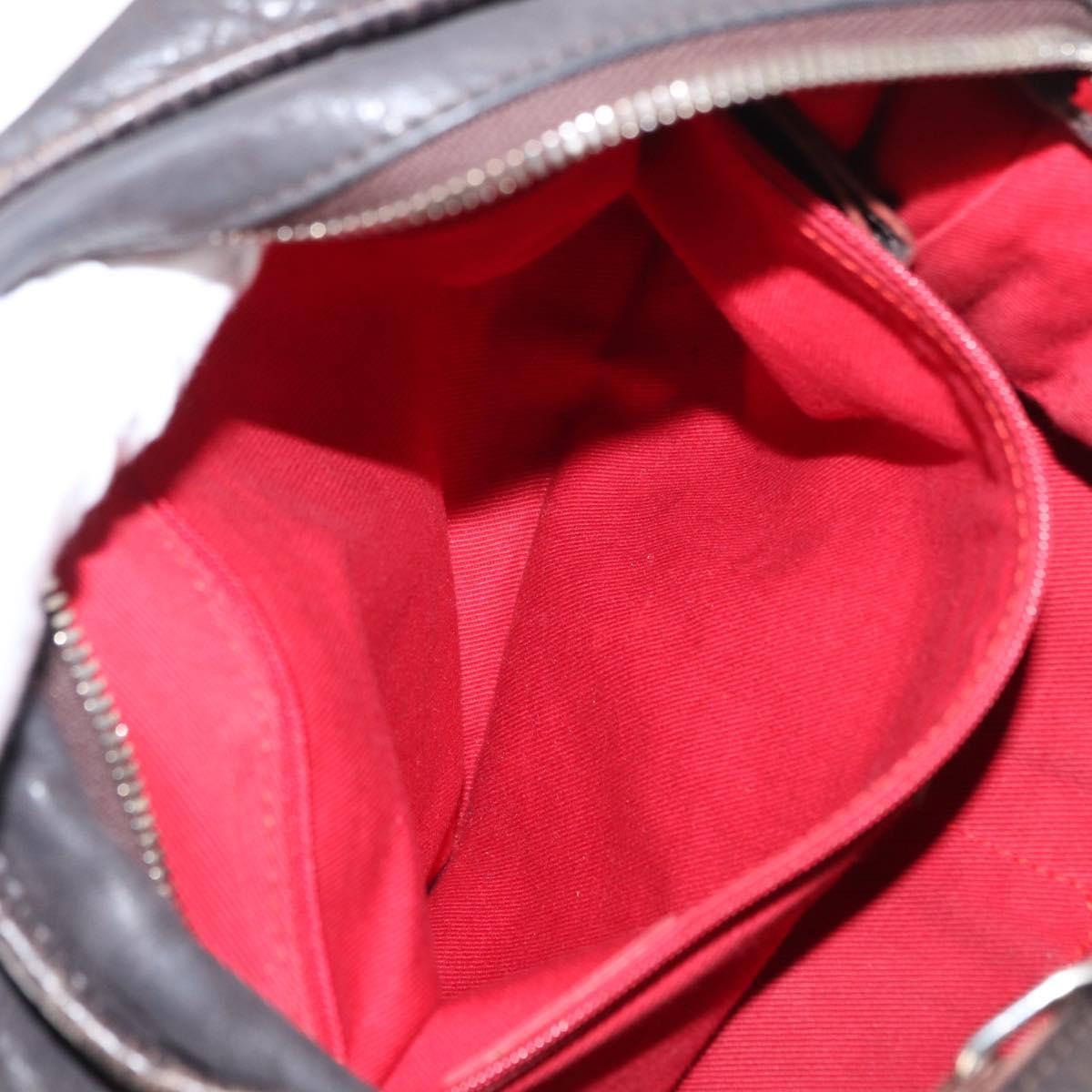 LOEWE Shoulder Bag Leather Brown Silver Auth 155631