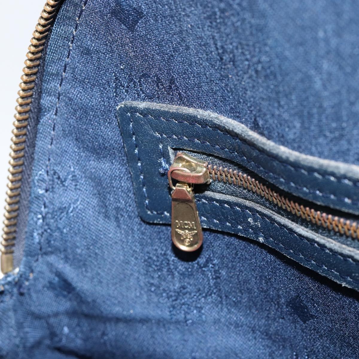 MCM Logogram Vicetos Hand Bag PVC Leather White Gold Auth 155639