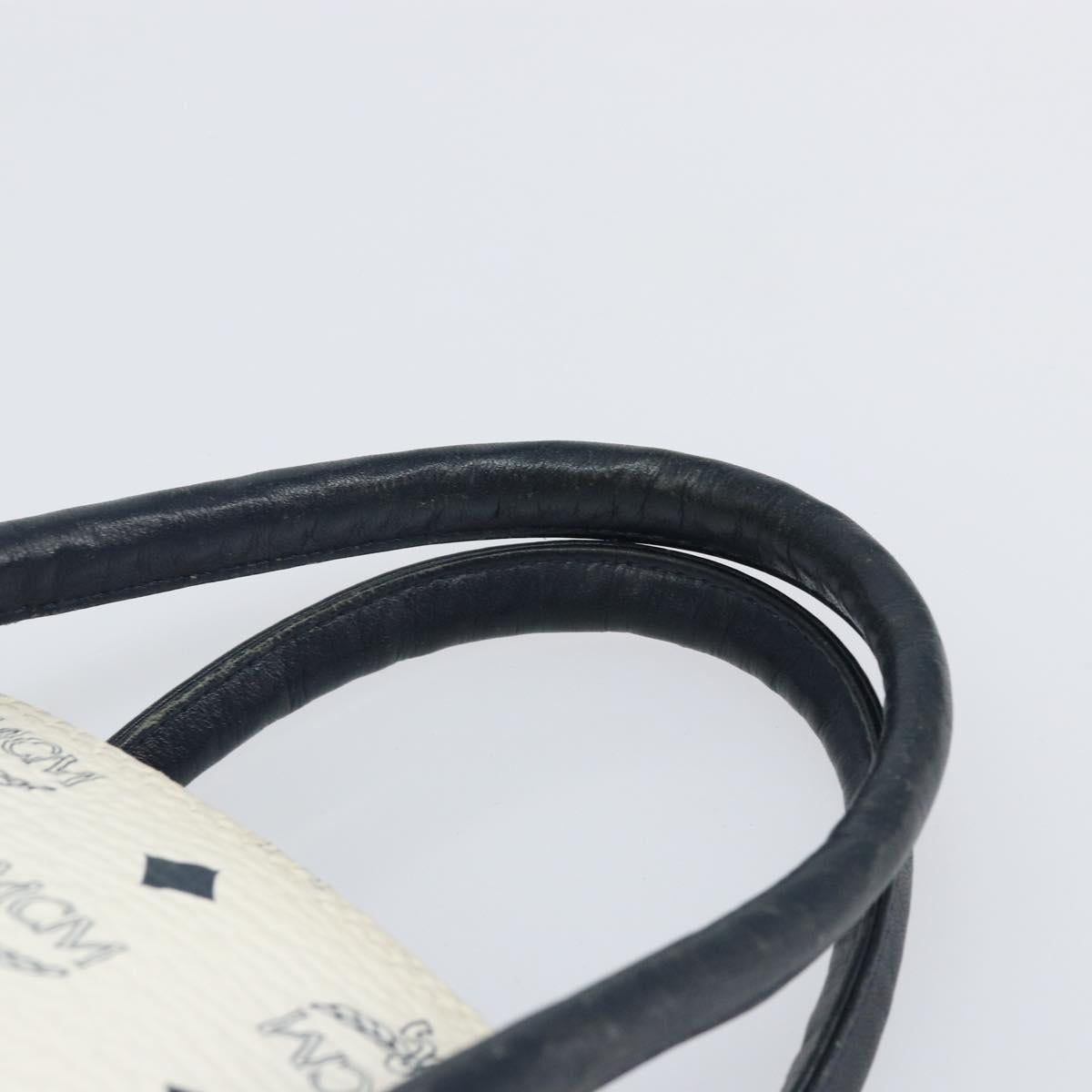 MCM Logogram Vicetos Hand Bag PVC Leather White Gold Auth 155639