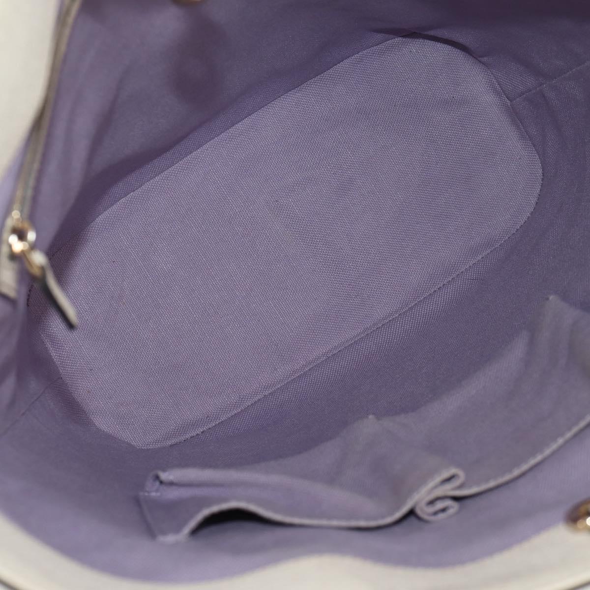 GUCCI Flora Tote Bag Leather White Gold 336777 Auth 155641V