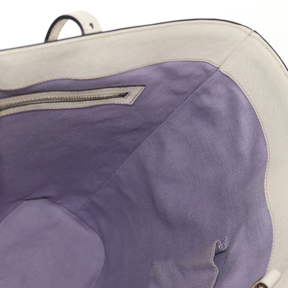 GUCCI Flora Tote Bag Leather White Gold 336777 Auth 155641V