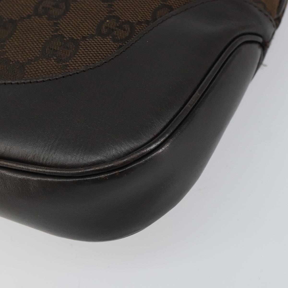 GUCCI GG Canvas Jackie Shoulder Bag Brown Silver 00963 Auth 155647