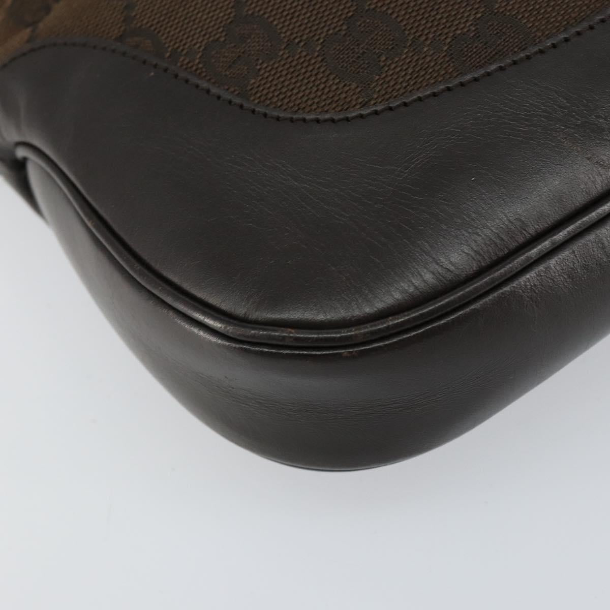 GUCCI GG Canvas Jackie Shoulder Bag Brown Silver 00963 Auth 155647