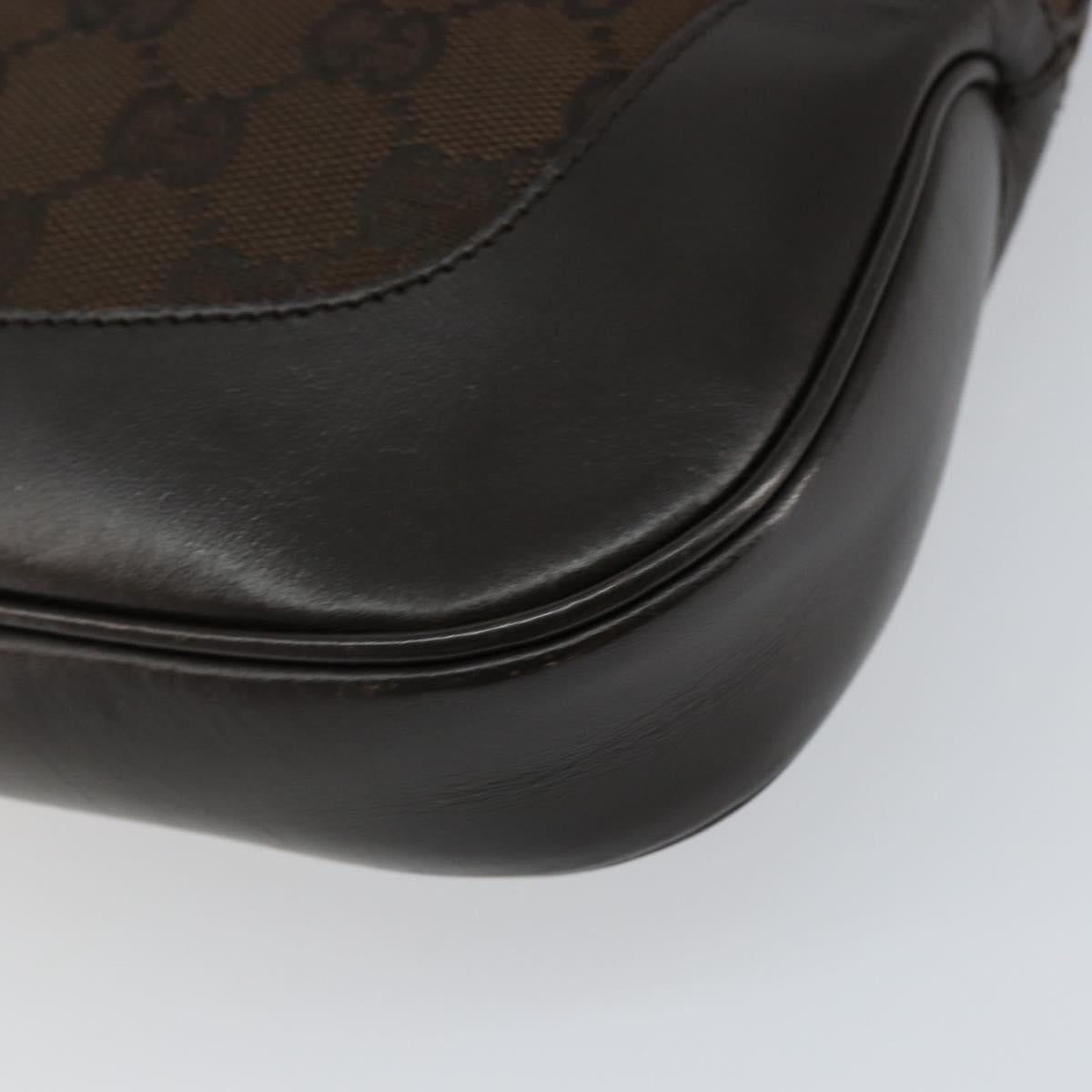 GUCCI GG Canvas Jackie Shoulder Bag Brown Silver 00963 Auth 155647