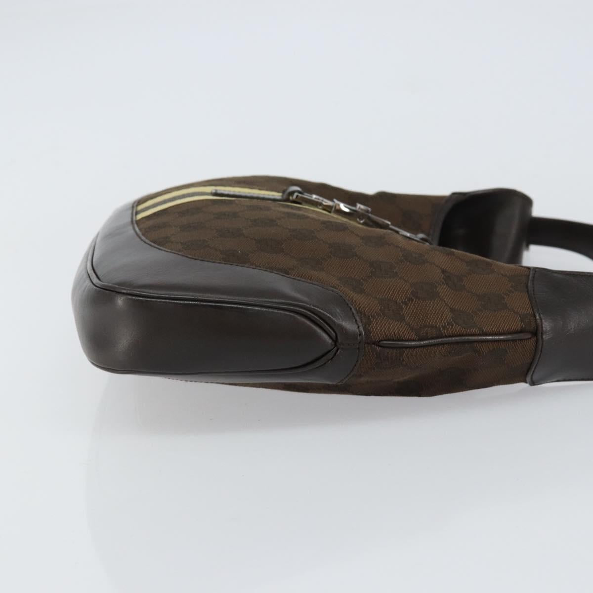 GUCCI GG Canvas Jackie Shoulder Bag Brown Silver 00963 Auth 155647