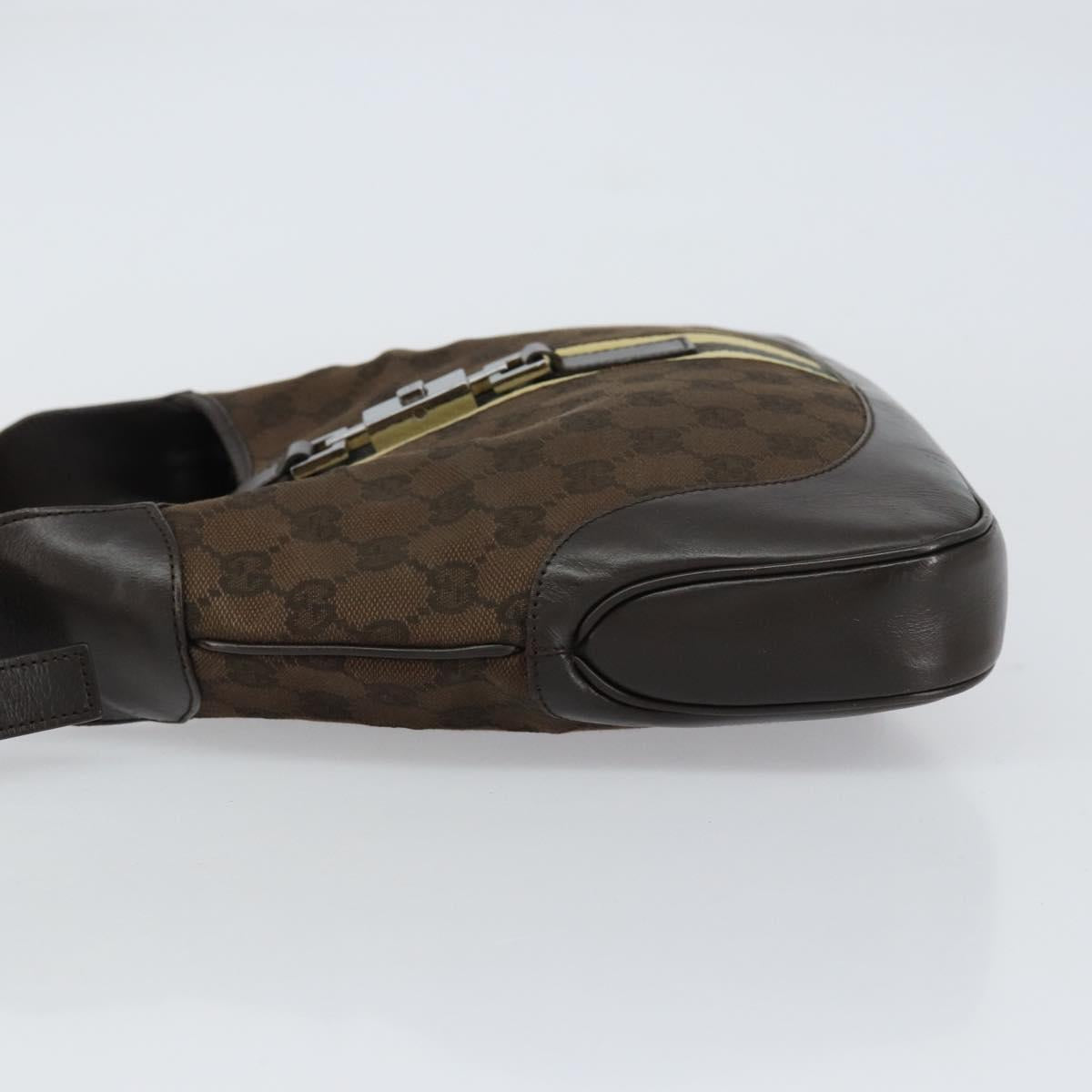 GUCCI GG Canvas Jackie Shoulder Bag Brown Silver 00963 Auth 155647