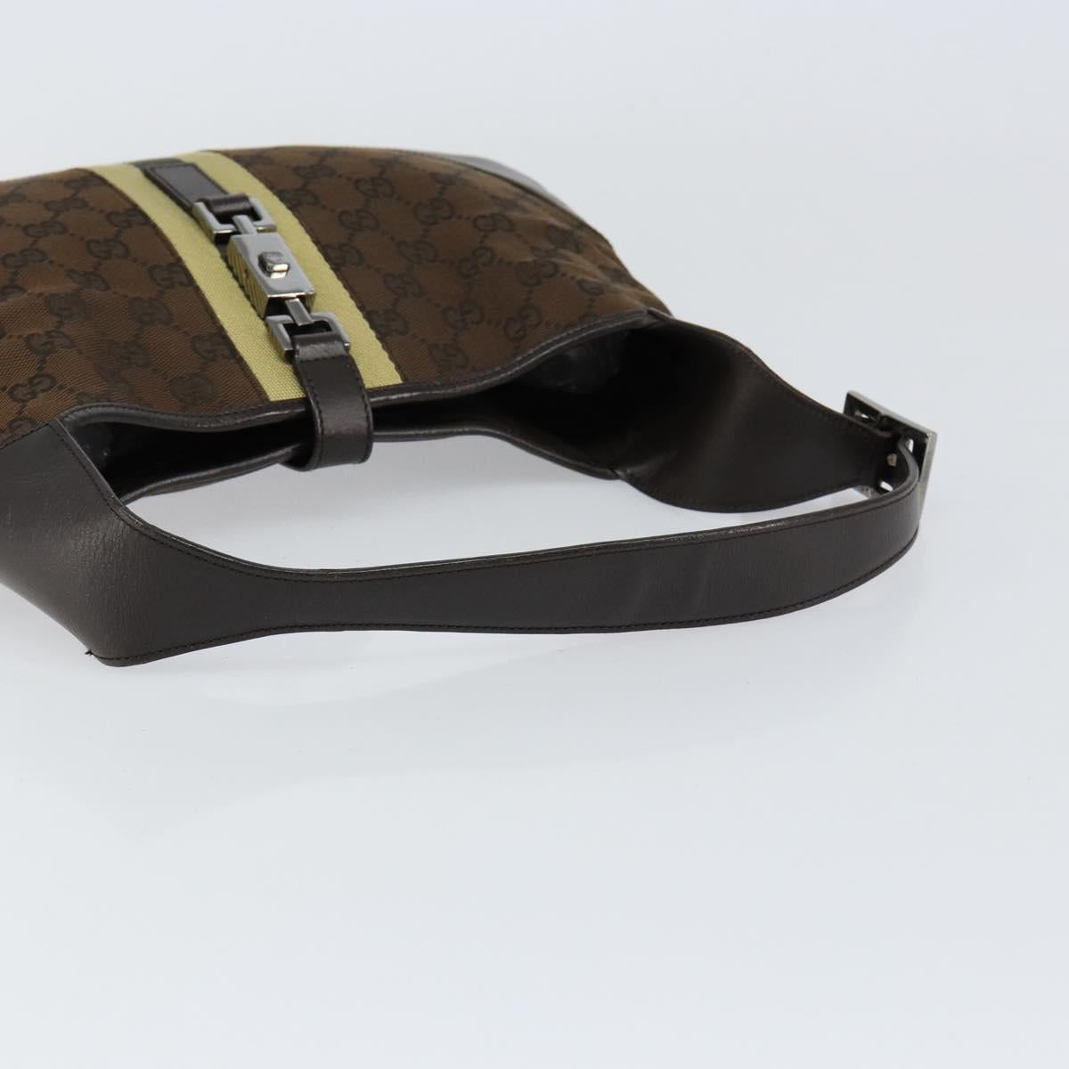 GUCCI GG Canvas Jackie Shoulder Bag Brown Silver 00963 Auth 155647