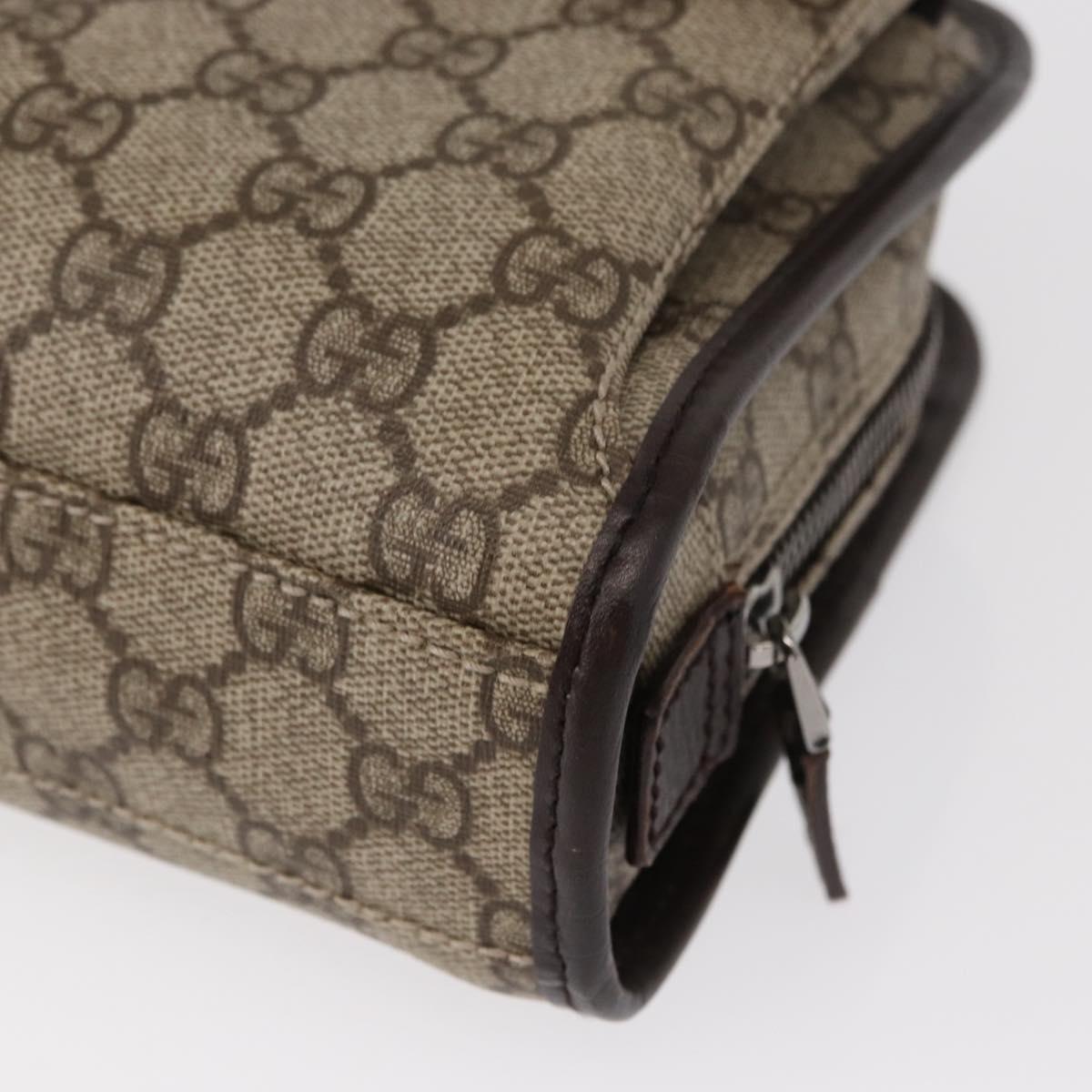 GUCCI GG Supreme Clutch Bag PVC Beige Silver 108844 Auth 155648